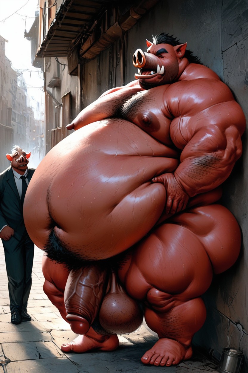 Hog, Anthro Hog, Morbidly Obese AI Gay Porn