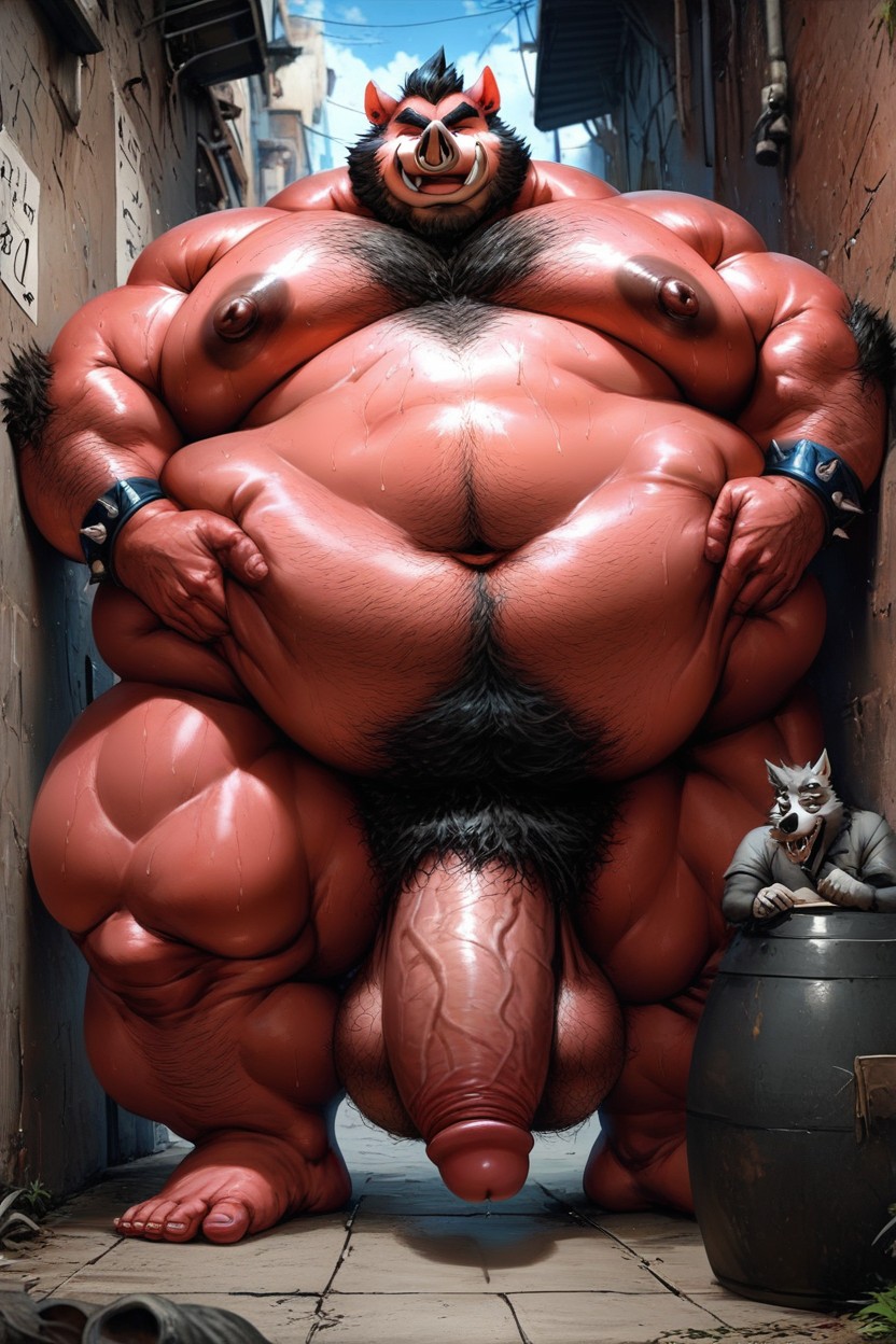Anthro Hog, Extremely Long Penis, Penis AI Gay Porn