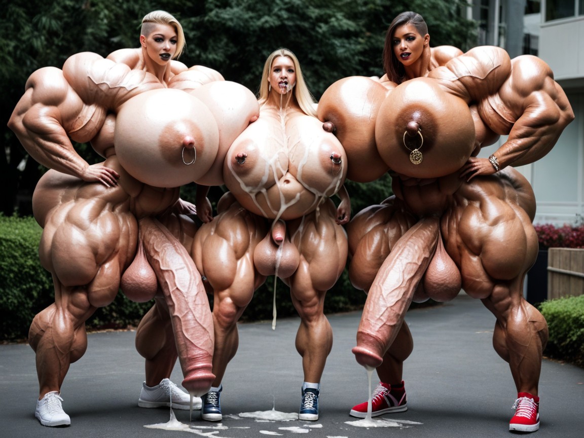 Muscular Woman, Cumshot, Colossal Breast Shemale AI Porn