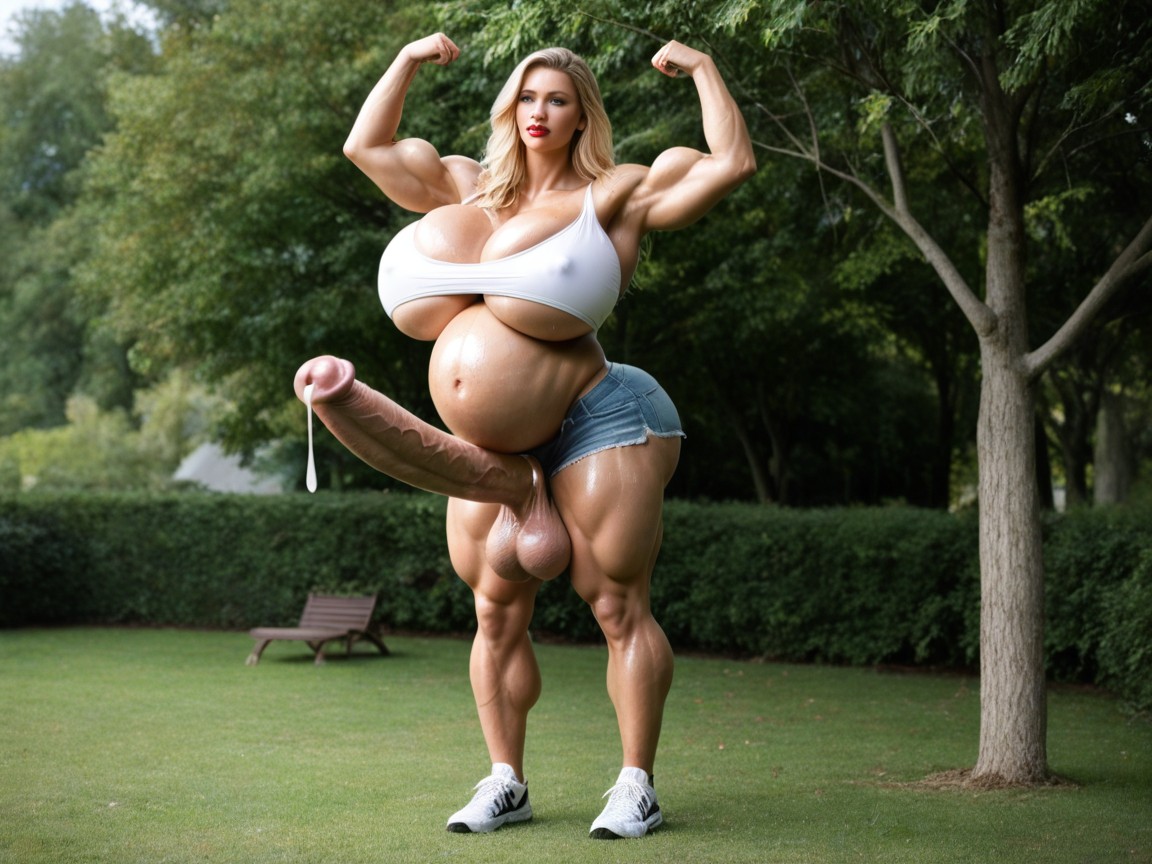 Arms Up, Bottom Heavy, Full Body View Shemale AI Porn