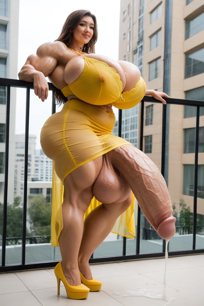 Bottom Up, Impossibly Long Hyper Penis, Huge Muscles Shemale AI Porn