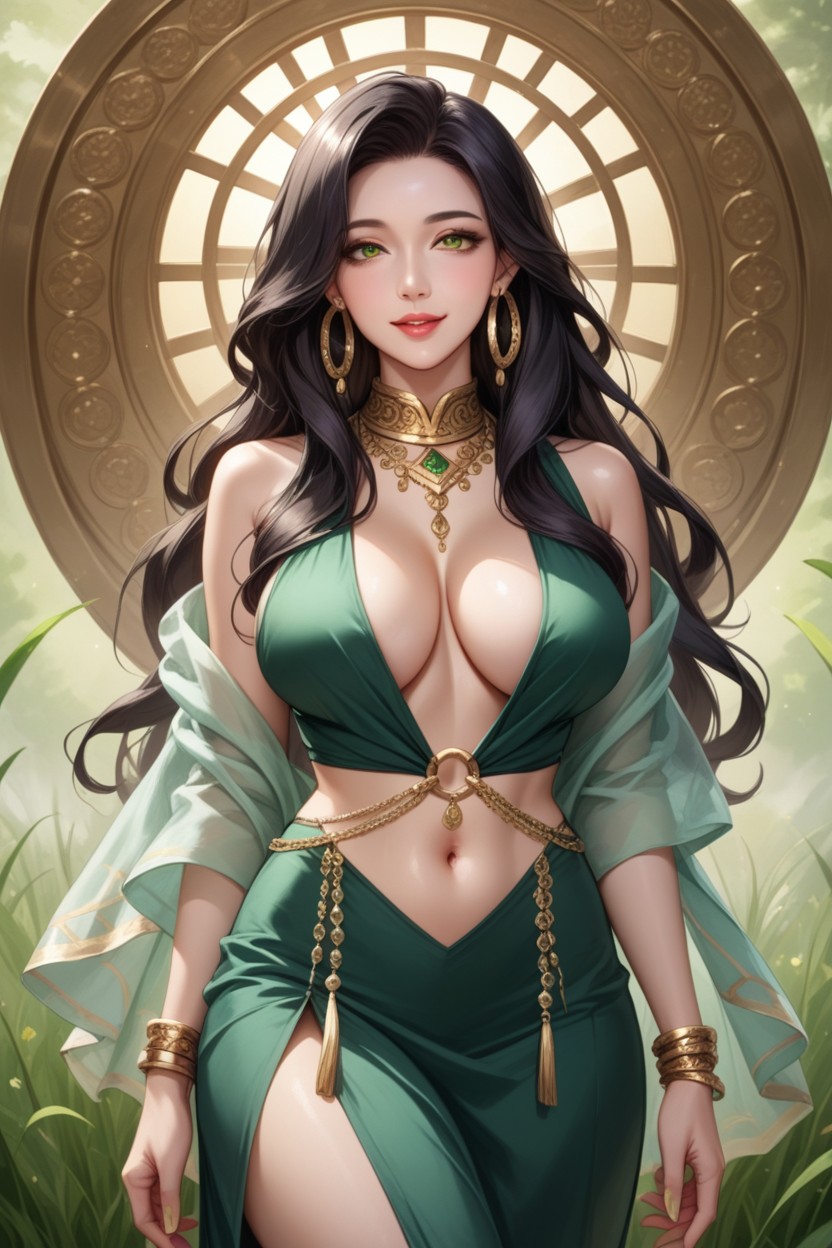 Showing Navel, Happy, Huge Tits AI Porn