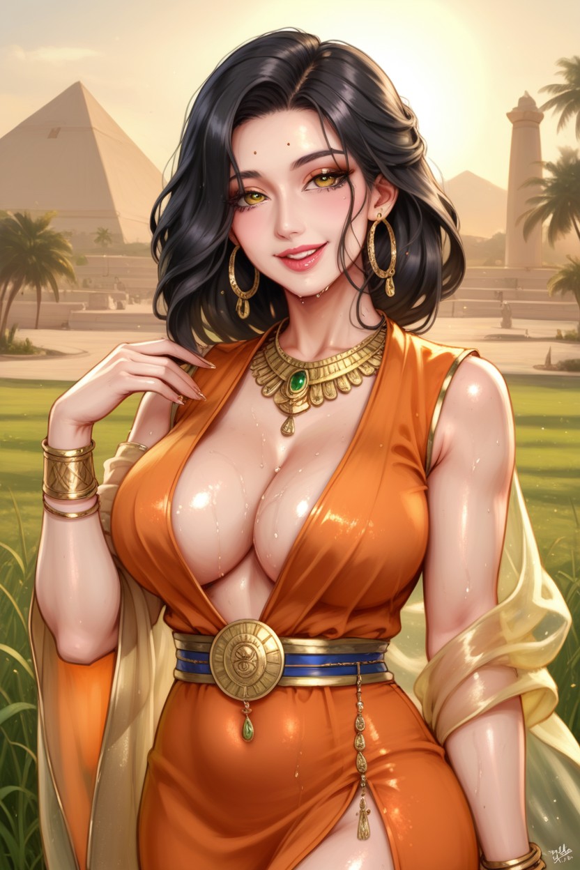Large Hoop Earrings, Hdr, Bust Shot AI Porn