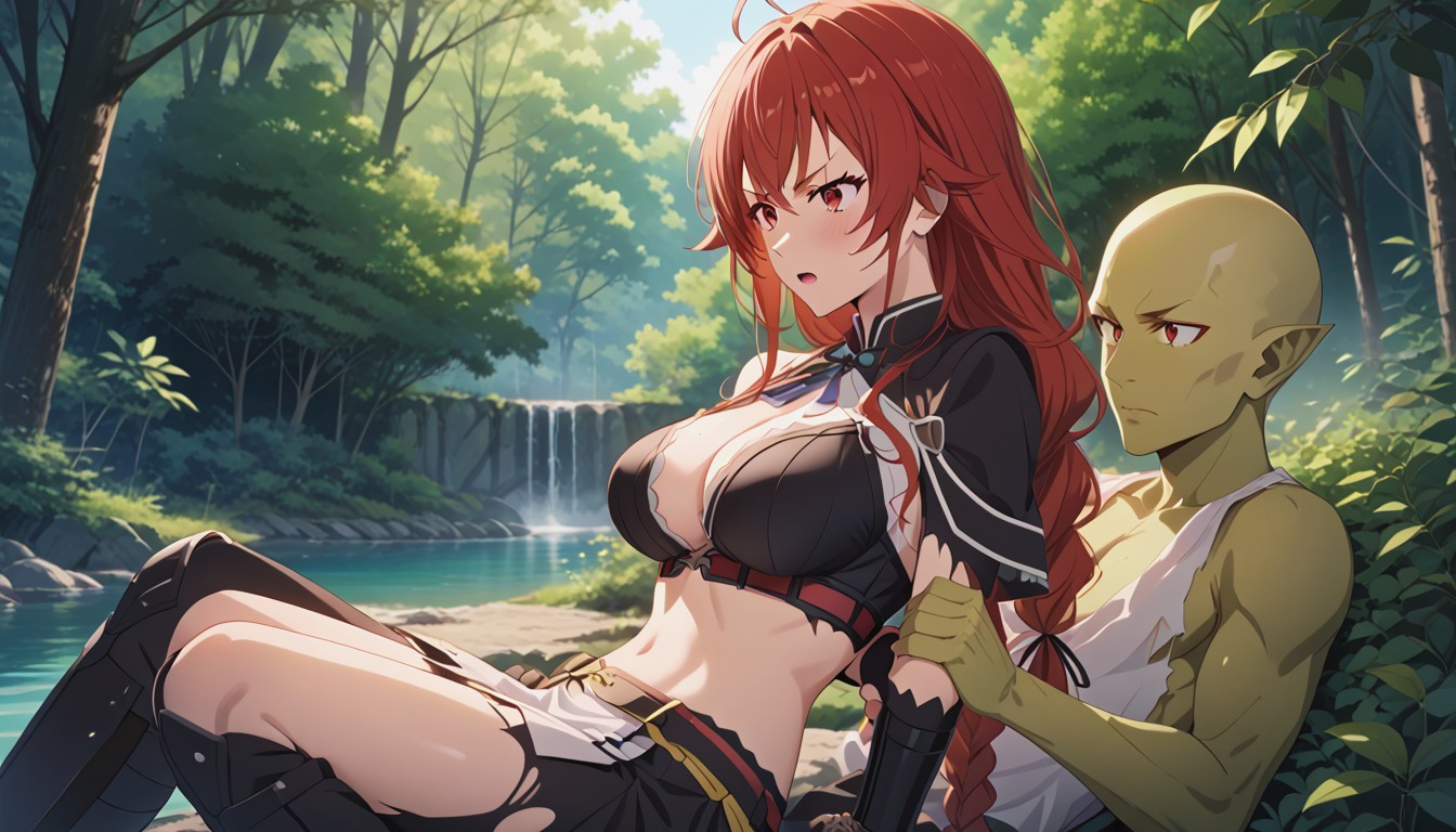 Red Hair, Female's Arms Behind Her Back, Female Yawn Hentai AI Porn