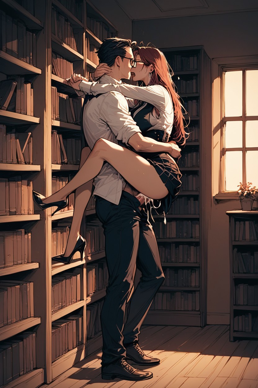 Rich Man, Library, Social Skirt Hentai AI Porn