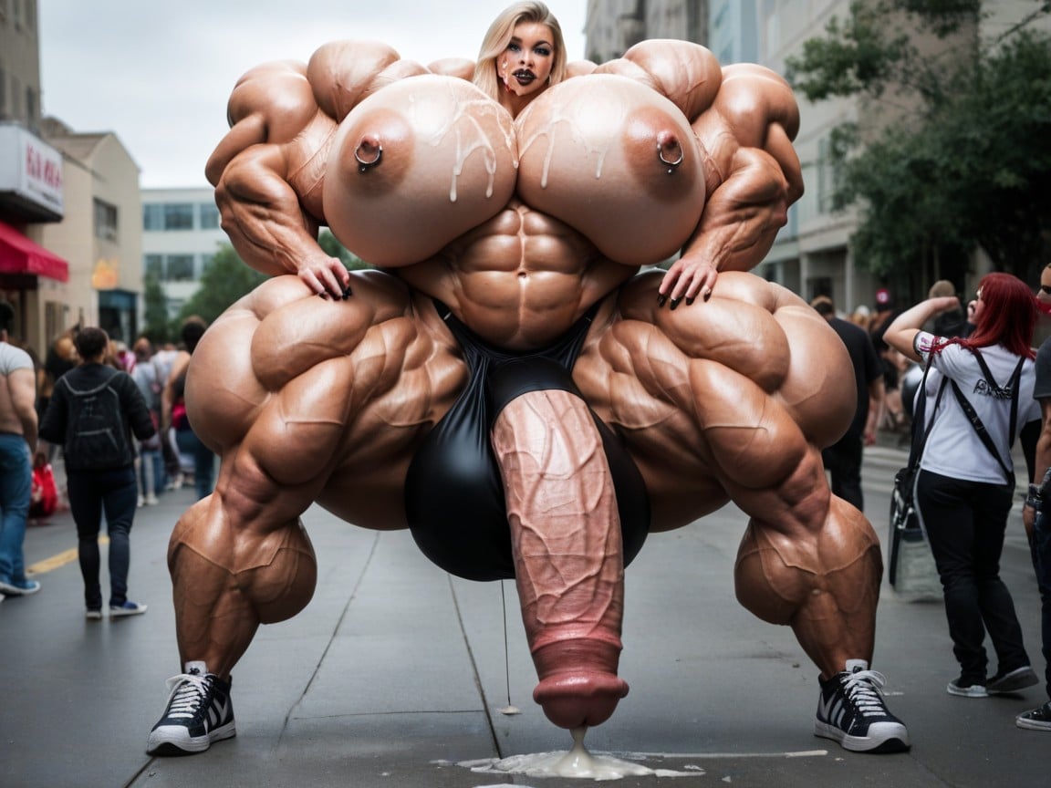 Hyper Thick Muscular Legs, Outdoors, Colossal Breast Shemale AI Porn