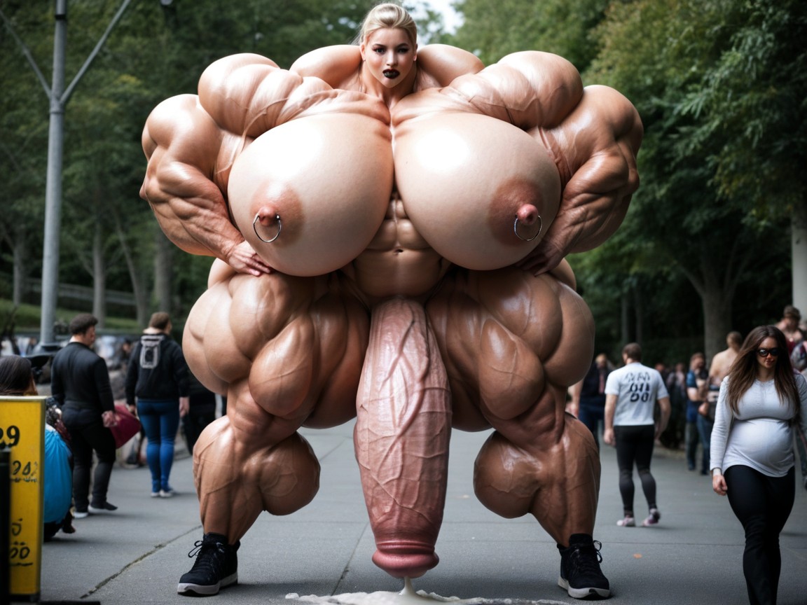 Big Belly, Hyper Massive Muscular Thighs, Big Lips Shemale AI Porn