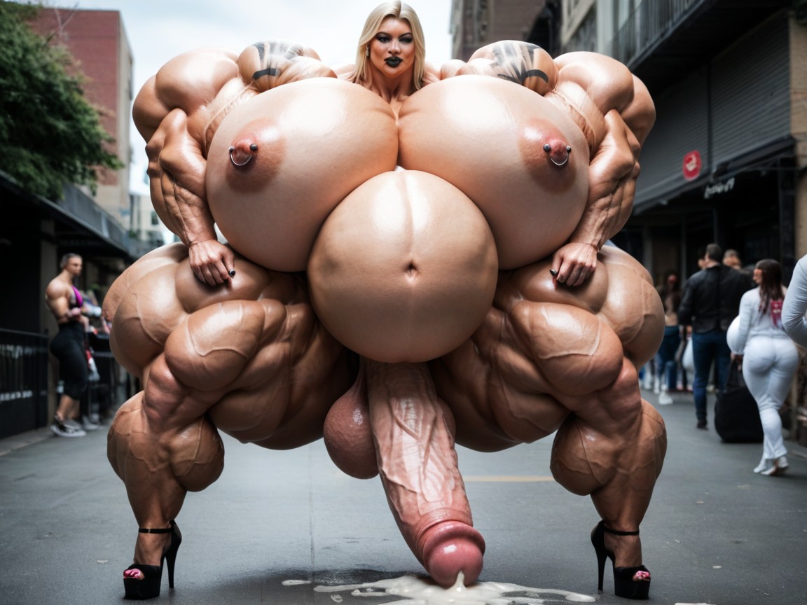 Hyper Massive Muscular Thighs, Hyper Massive Muscular Calves, Outdoors Shemale AI Porn