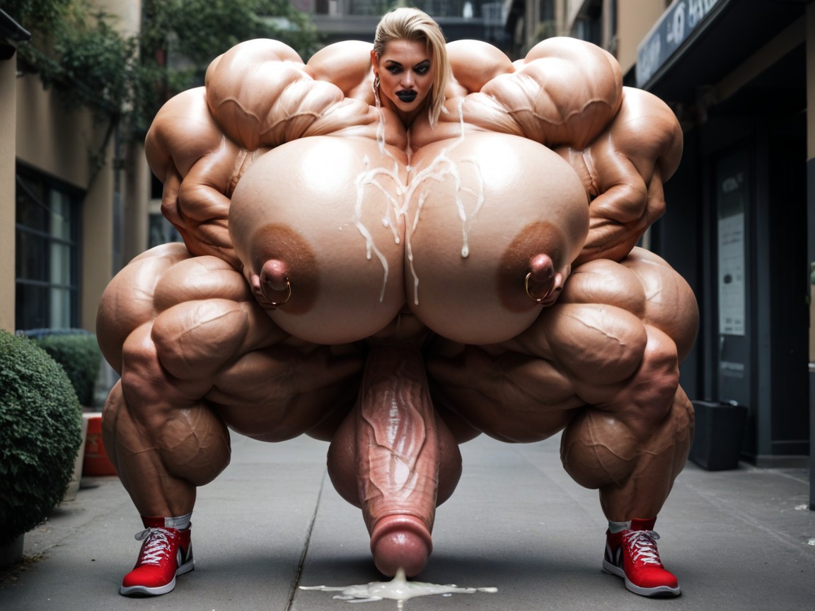 Hyper Thick Muscular Legs, 2 People, Hyper Massive Muscular Thighs Shemale AI Porn