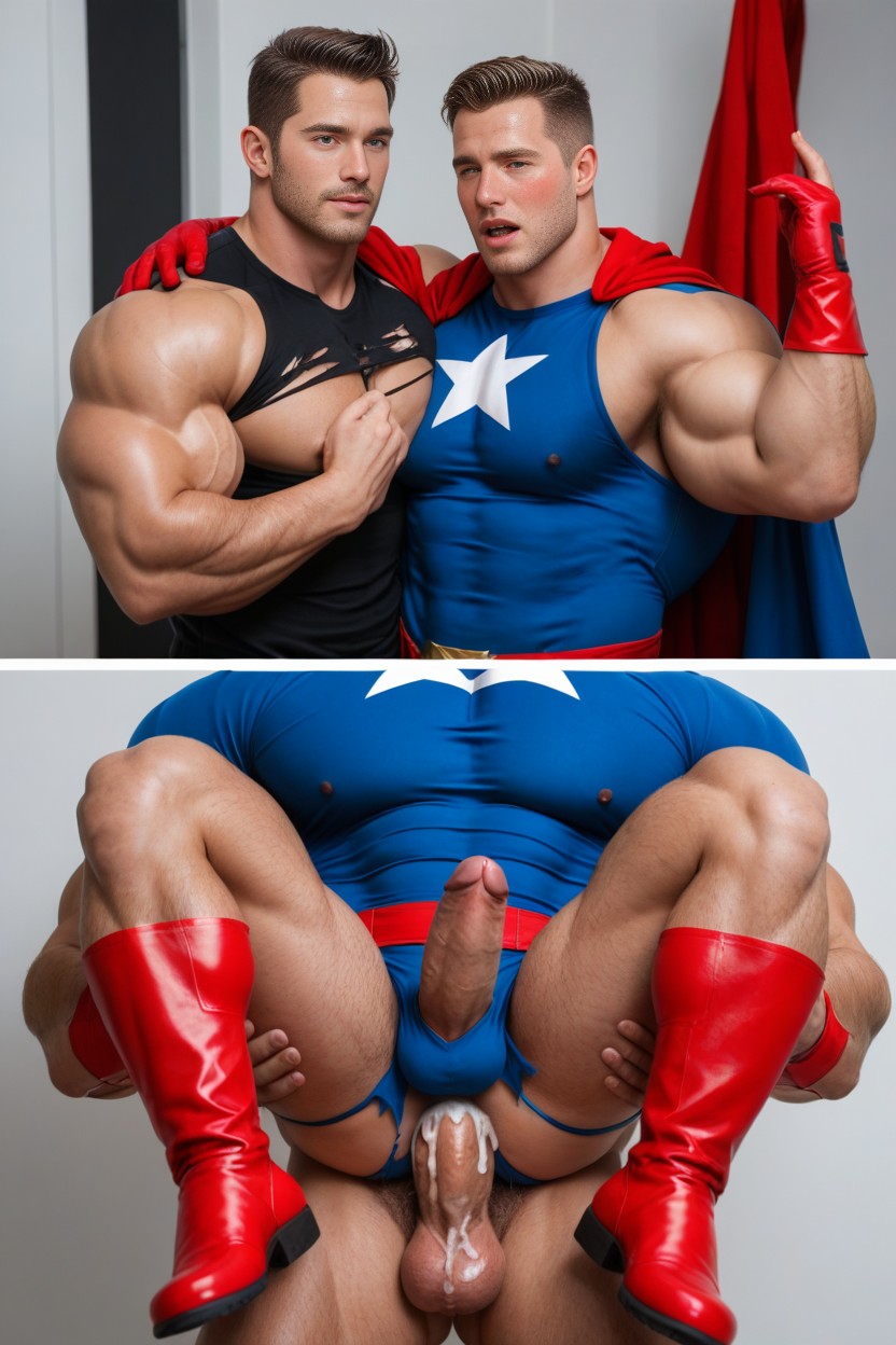 Very Micro Penis, Nipple Rings, Hypermasculine AI Gay Porn