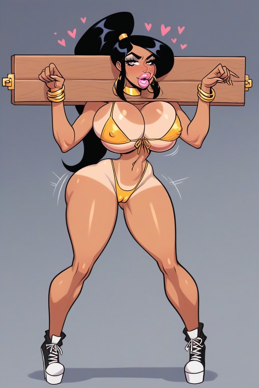 Thick Eye Makeup, Bikini Tan Lines, Cleavage Hentai AI Porn
