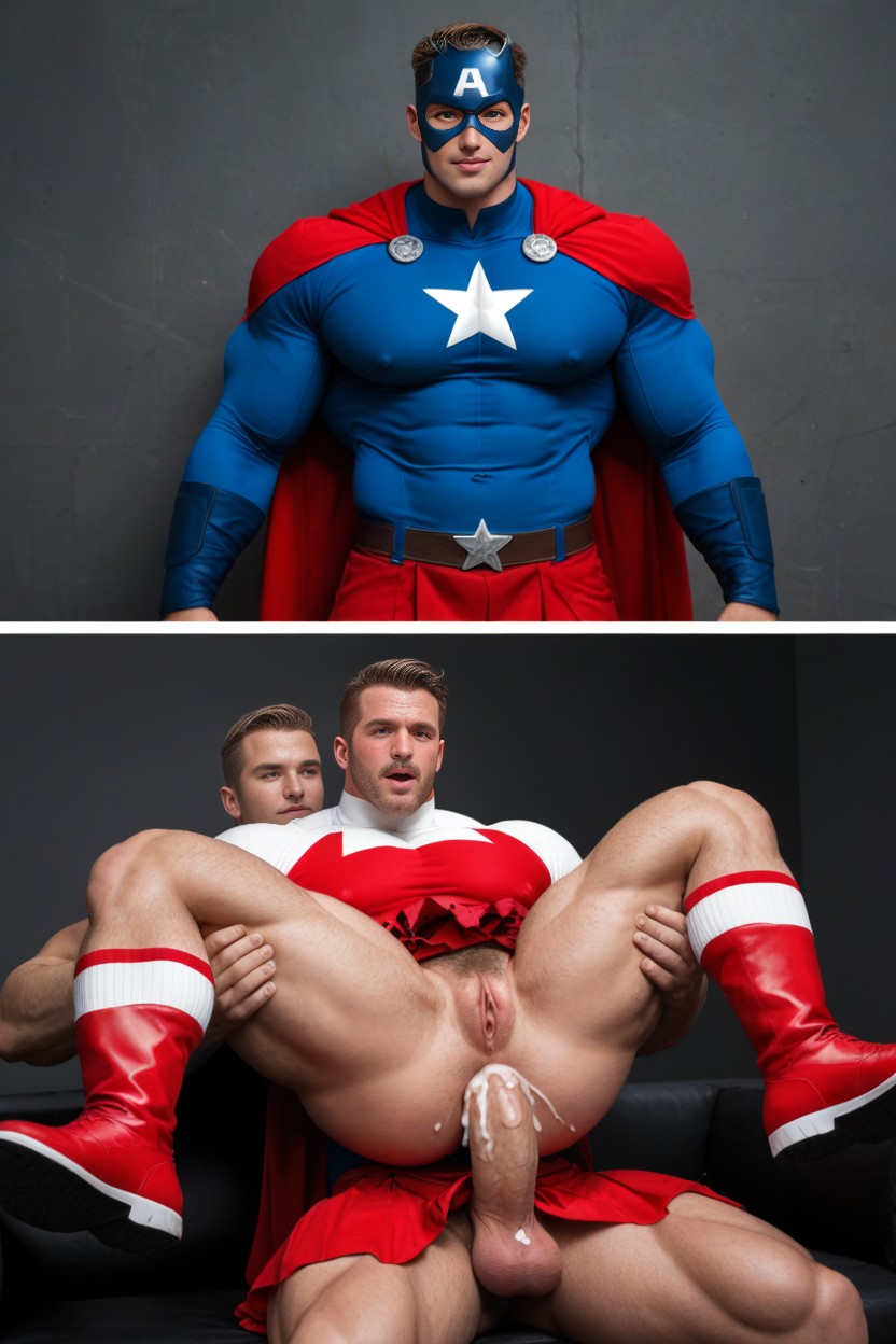 More Muscles, Superhero, Before And After AI Gay Porn