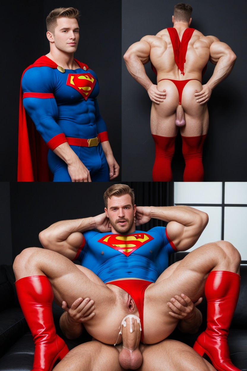 Cumshot, Massive Muscles, Blushing Bright Red AI Gay Porn