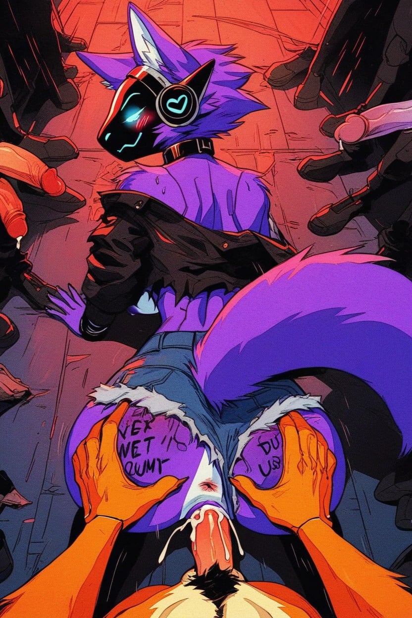 Huge Dick, Cyberpunk Hacker, Horny Exspression Furry AI Porn