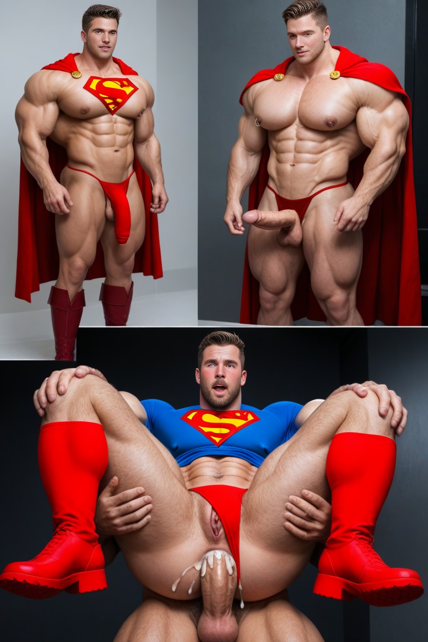 Big Ass, Blushing Bright Red, Very Micro Penis AI Gay Porn