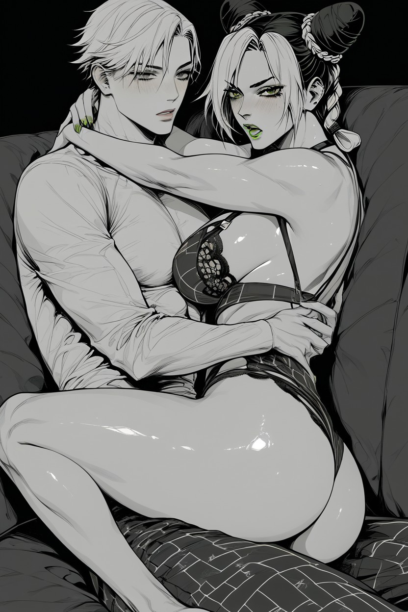 Jolyne Has Hourglass Figure, Jolyne Has A Beautiful Ass, Jolyne Extremely Embarassed Hentai AI Porn