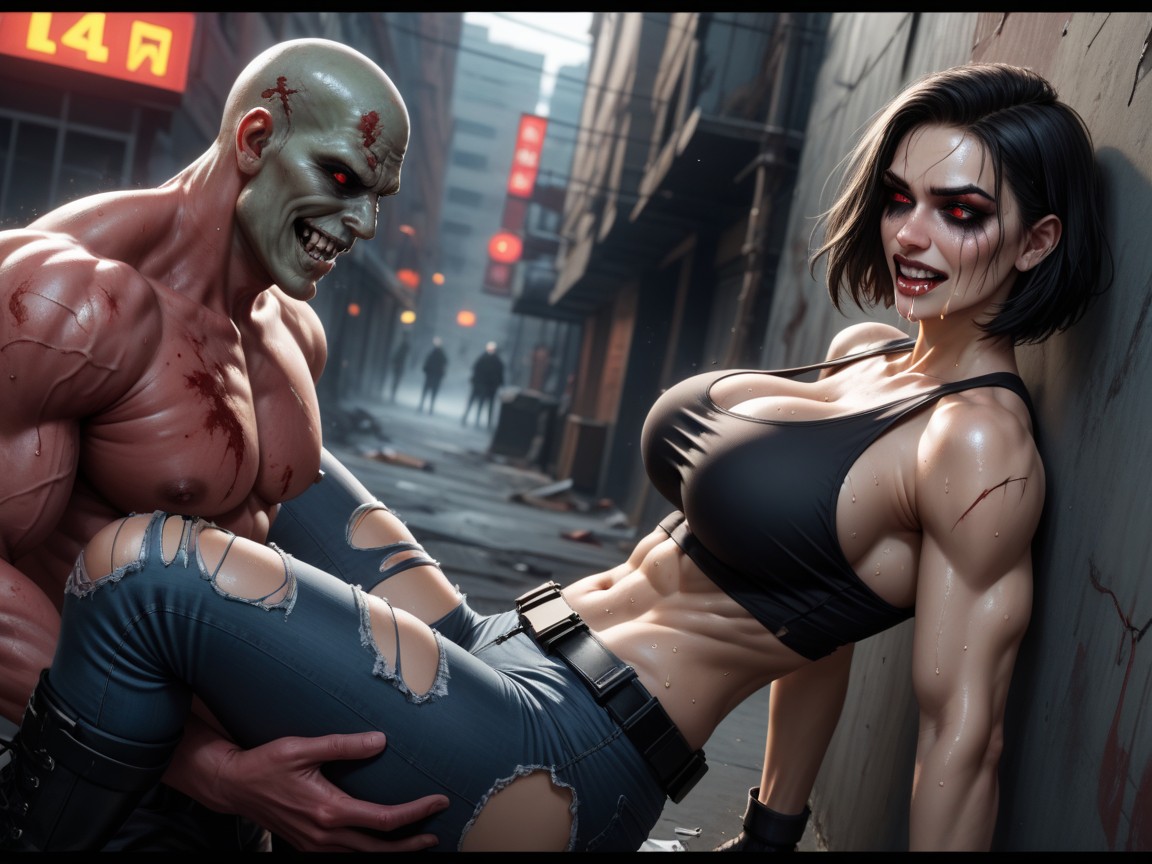 Pubic Hair, She Stands Poised, Muscular AI Porn