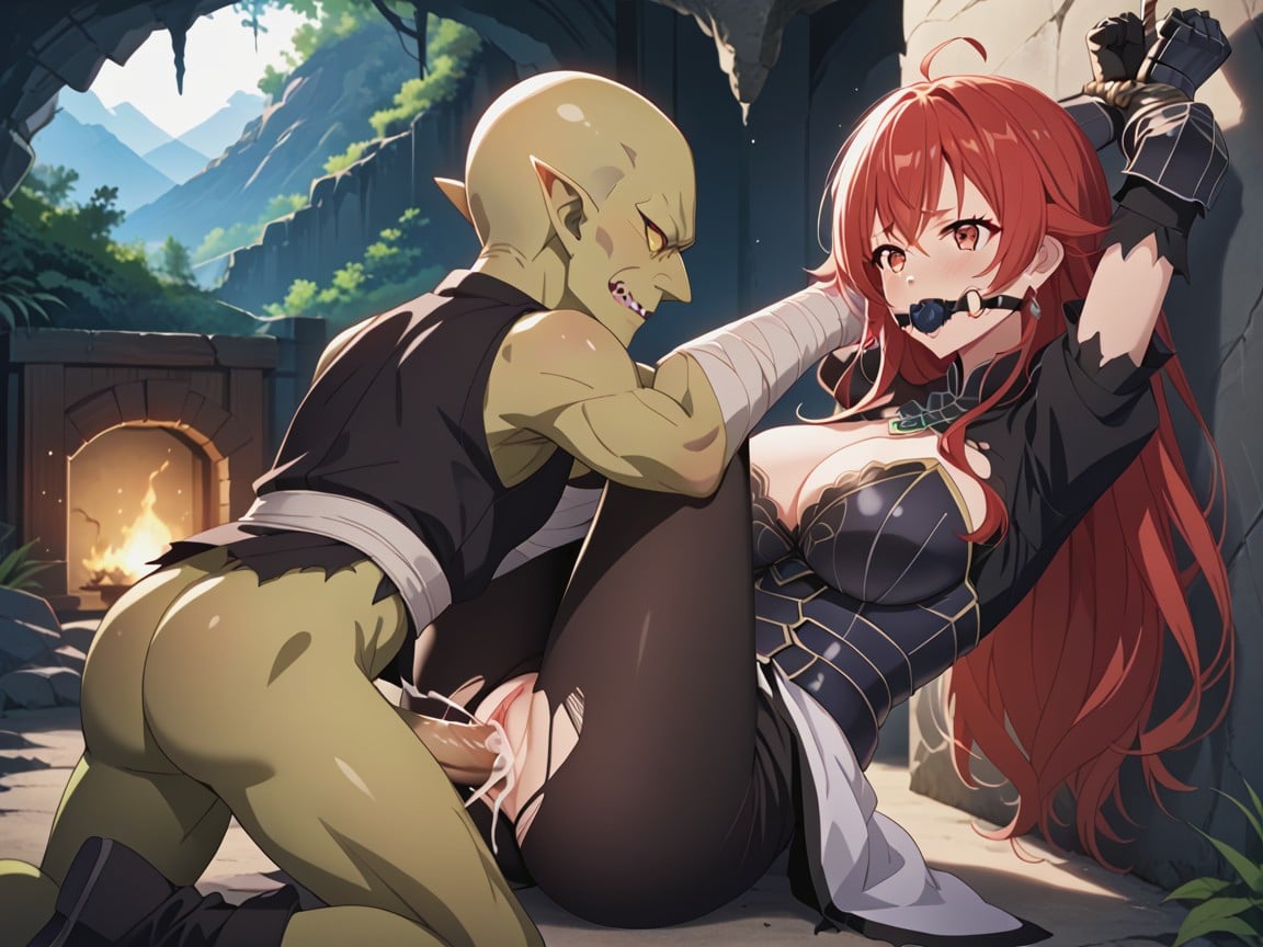 Torn Clothes, Medium Breast, Armor Gloves Hentai AI Porn