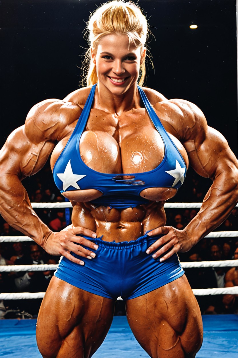 Hard Boobs, Massive Gluteus Maximus, Wrestling Ring AI Porn