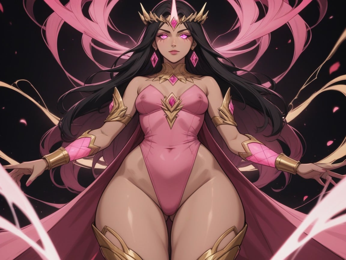 Sloped Shoulders, Magical Circlet, Golden Thigh Chain Latina AI Porn