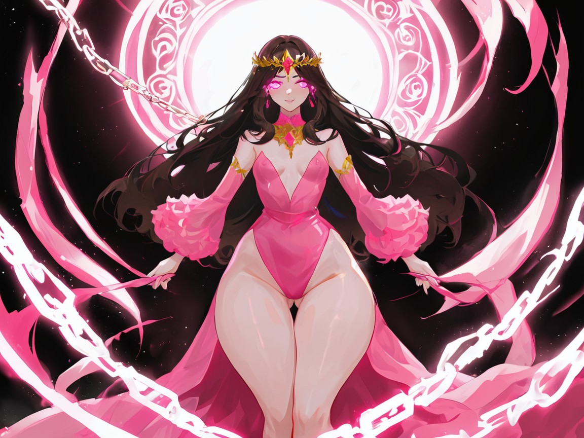 Low Breast Width Depth Length, Tight Large Ass, Soft Neon Pink Light Reflecting On Body Hentai AI Porn