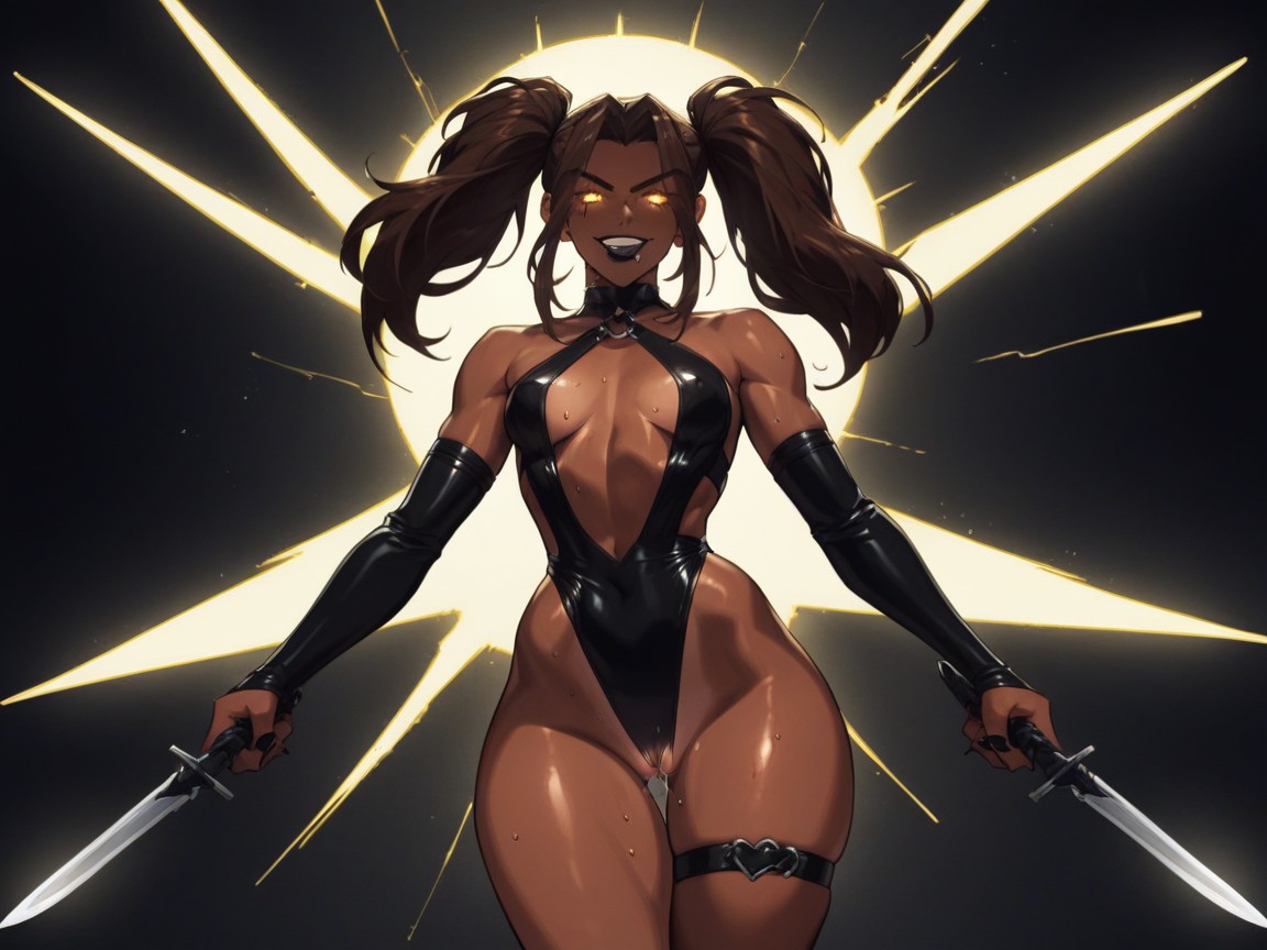 Woman Licking Dagger, One Woman, High Breasts AI Porn
