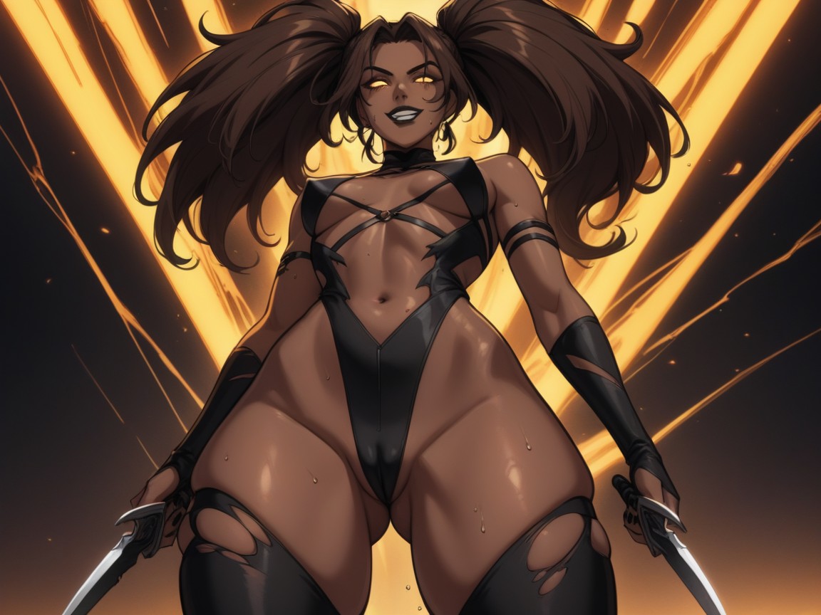 Hips Wider Than Shoulders, Low Torso Height, Torn Leopard Print Cape Porno latina IA