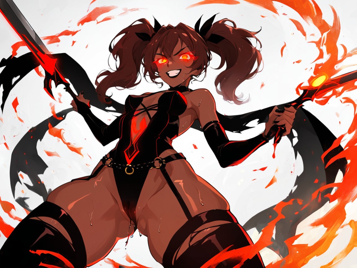 Black Dagger Glow, Close Up, Tight Breasts Hentai AI Porn