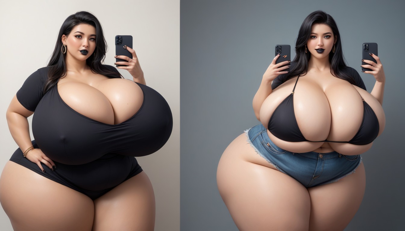 Extremely Large Ass, Fat Gothic, Breast Expansion BBW AI Porn