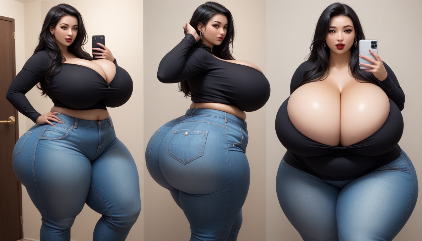 Breast Expansion, Selfie, The Most Mega Ultra Hyper Enlarging Ultra Fat Breasts Expansion BBW AI Porn