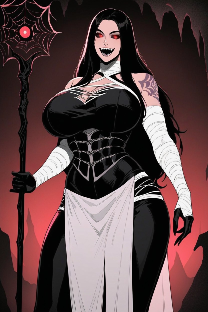 Huge Breasts, Nightmare Fuel, Long Hair AI Porn