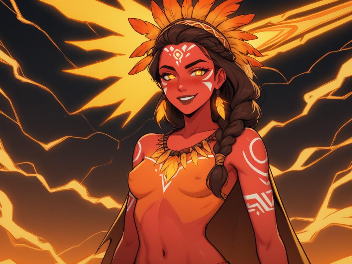 Nude Tribal Woman On Altar, Spear Ultra Detailed, Waist Length Hair Porno latina IA