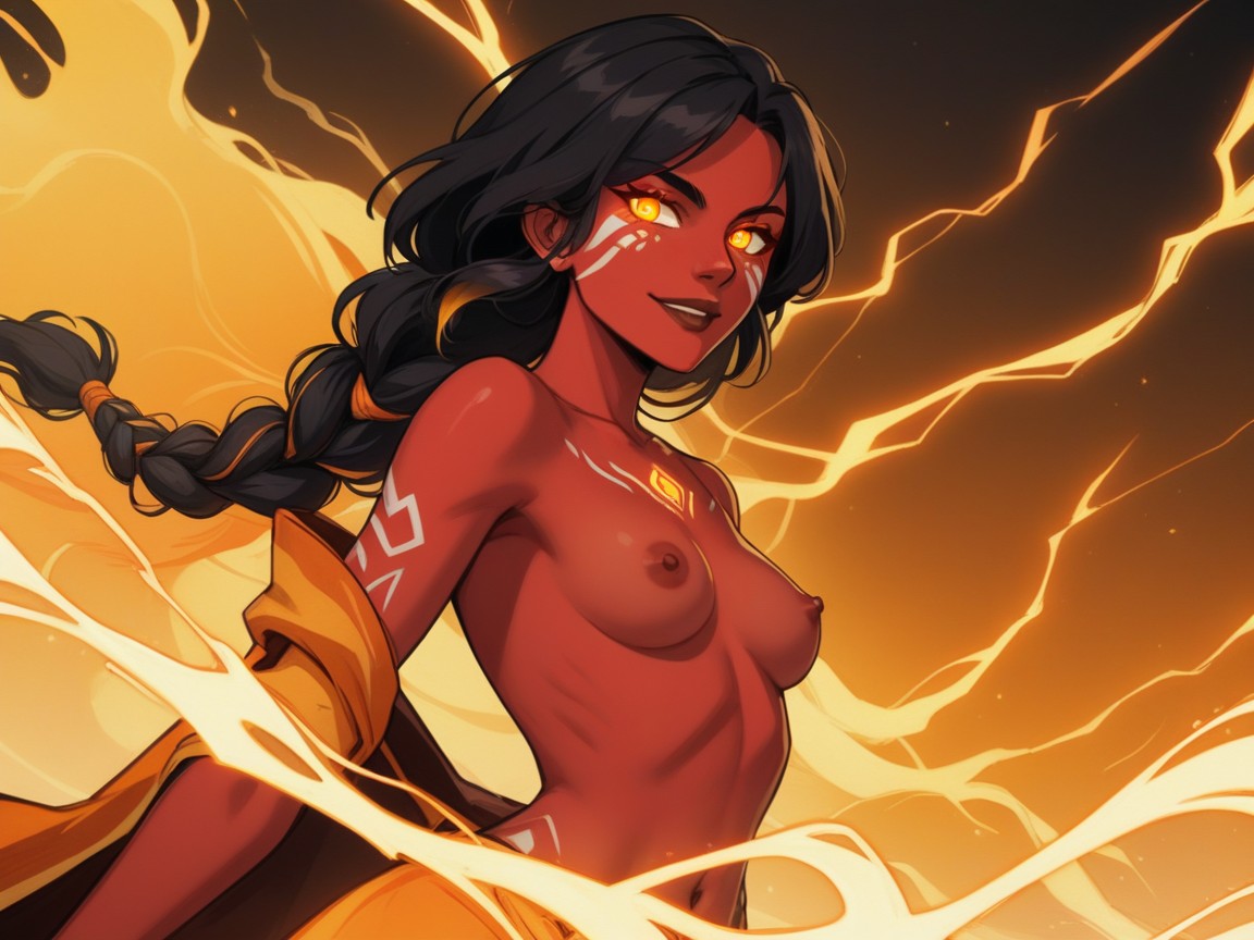 Close Set Breasts, Storm And Light Fx, Woman Holding Spear Latina AI Porn