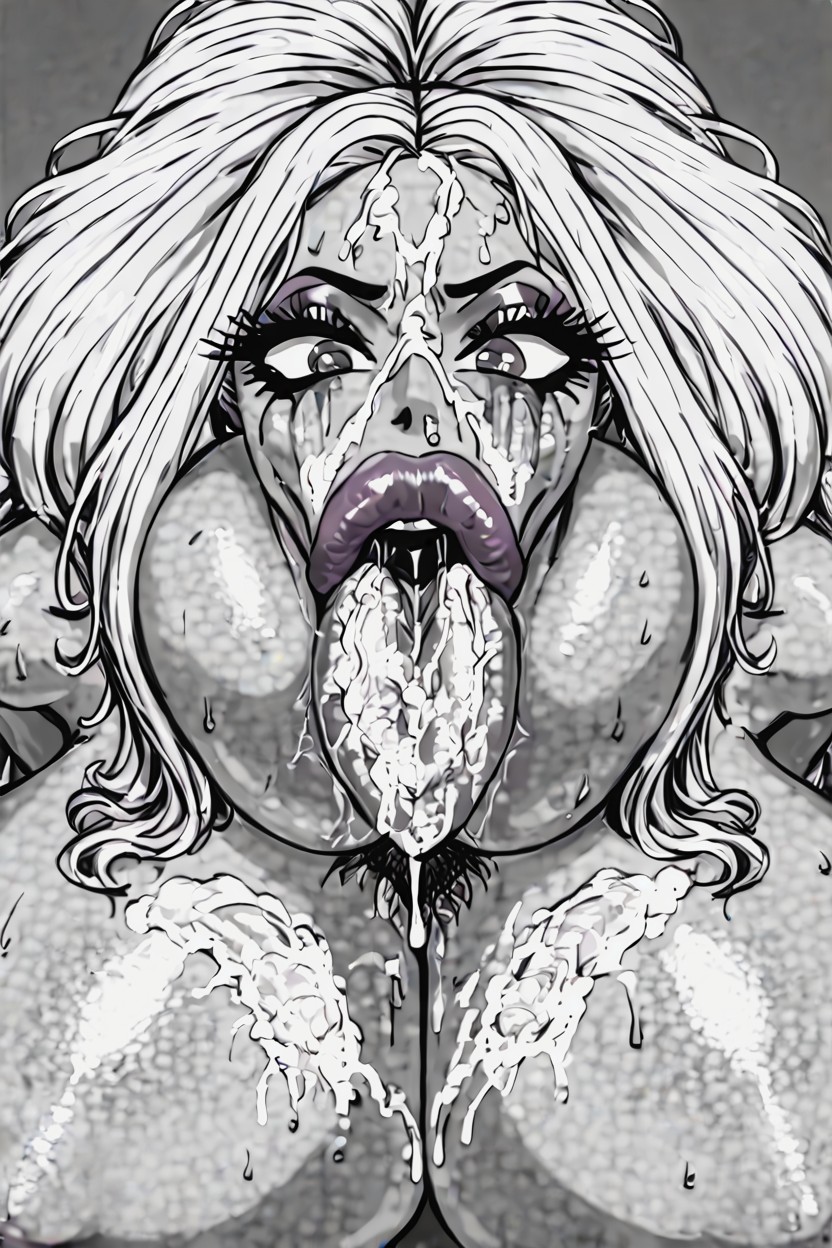 Hyper Huge Throat Bulge Hyper Cum, Deepthroat, Messy Hair Hentai AI Porn