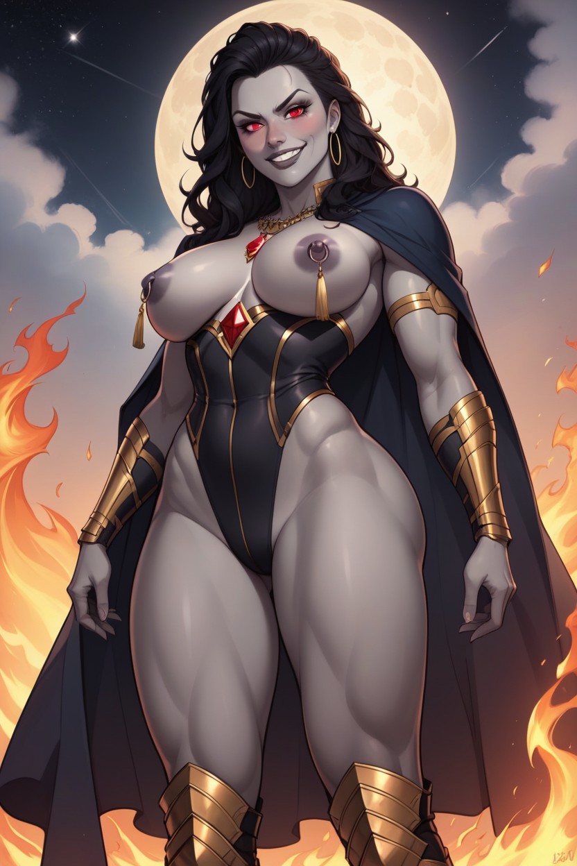 Long Hair, Black-sky, Cartoon Art Style Hentai AI Porn