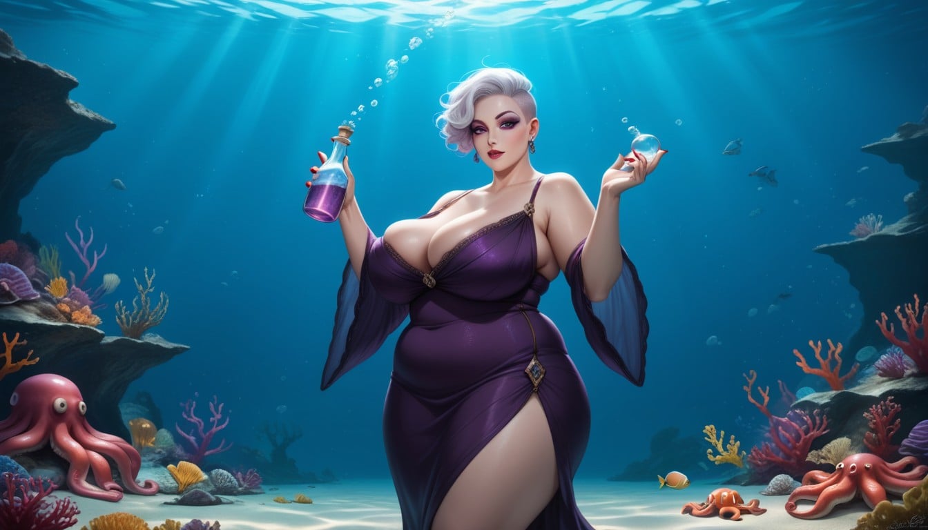 Cinematic, Looking At Viewer, Ursula From Disney The Mermaid Hentai AI Porn