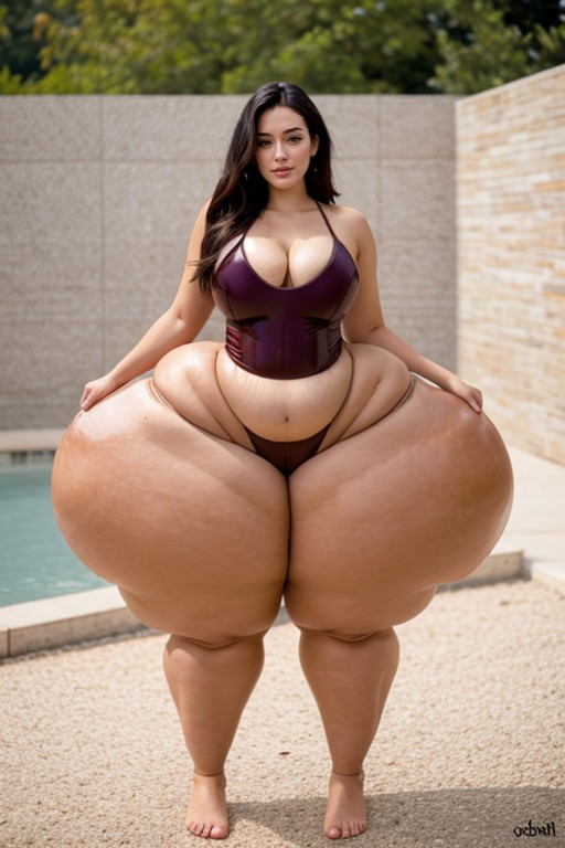 Extremely Snacthed Waist, Facing Viewer, Hyper Wide Hips AI Porn