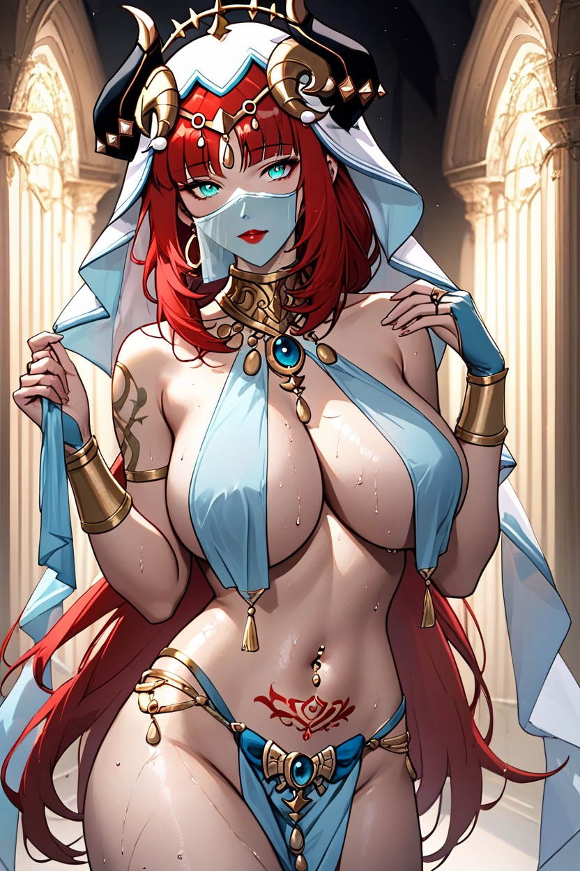 Huge Breasts, Thick Red Lips, Rich Hentai AI Porn
