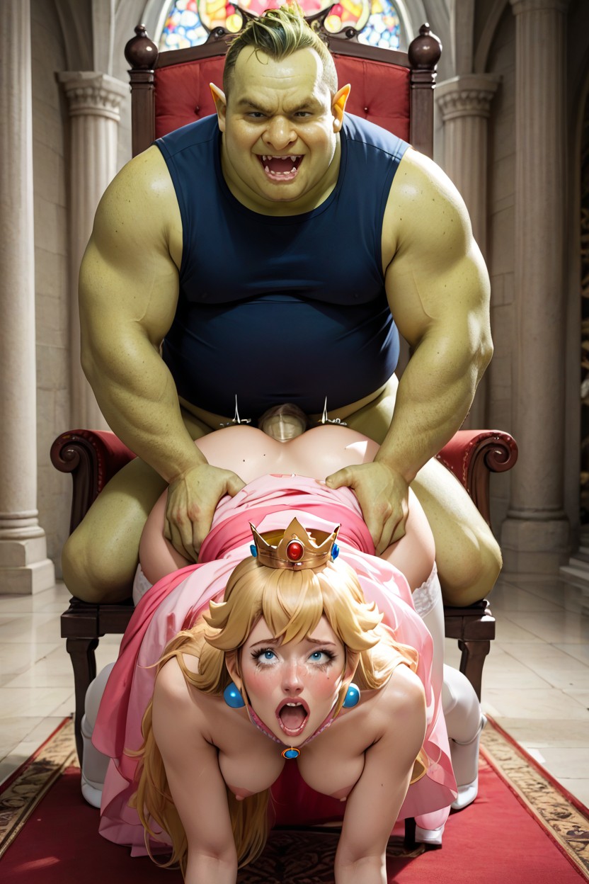 Tits Fully Exposed, Tingle Fucking Peach, Mouth Open Wide In Shock AI Porn