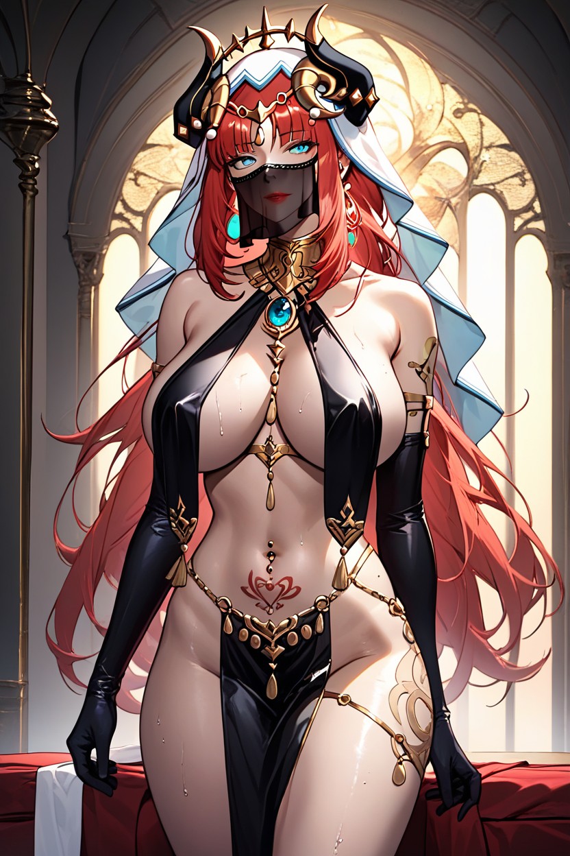 Neon Lighting, Front View, Detailed Cyan Eyes Hentai AI Porn