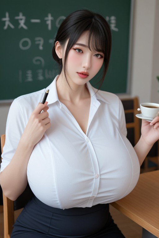 Ultra Detailed Hand, Highly Realistic, Teacher Uniform Porno asiático IA
