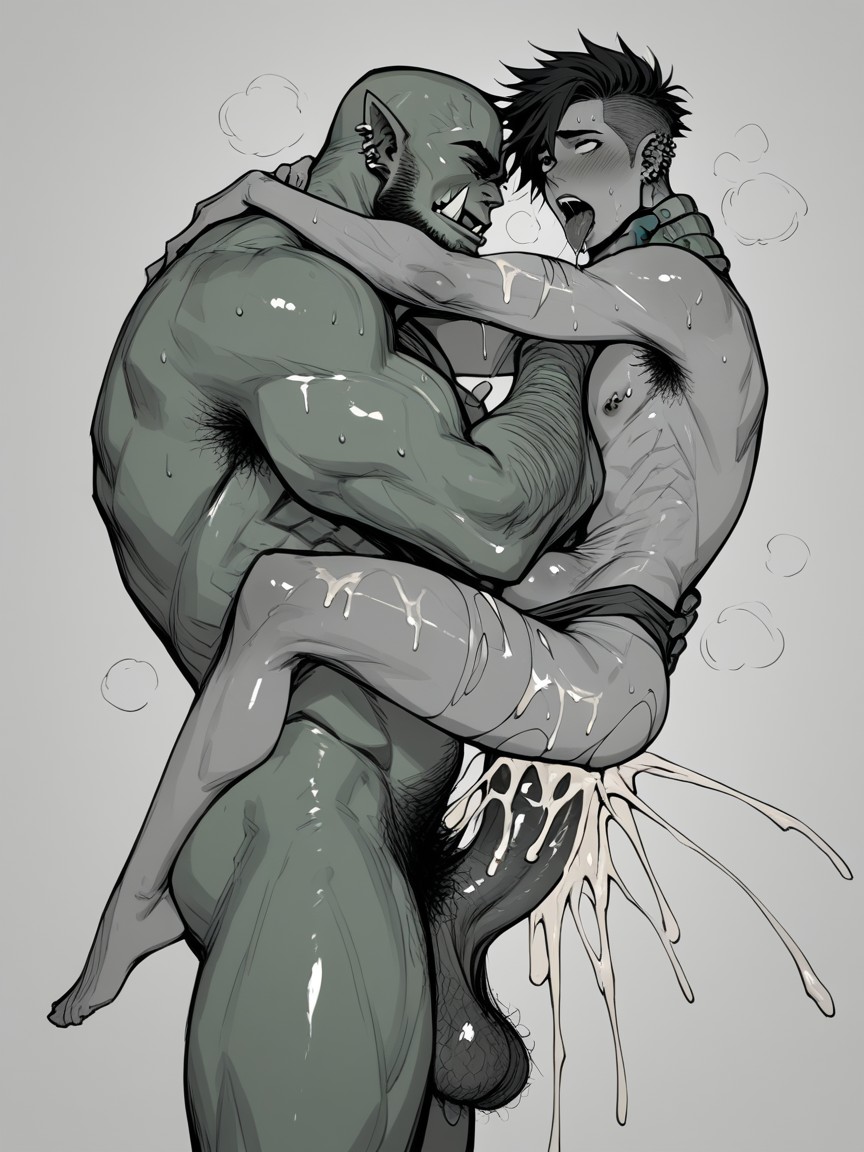 A Male Superhero, Drooling, Cross Eyed AI Gay Porn