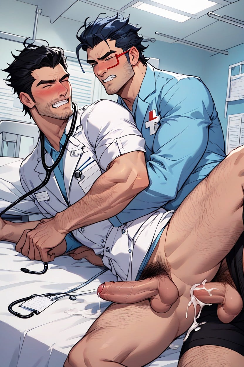 Looking At Each Other, Pre-cum, Thick Thigh AI Gay Porn