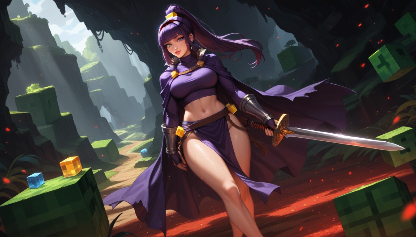 Korean Female, Freckles, Close Up On Sword Hentai AI Porn