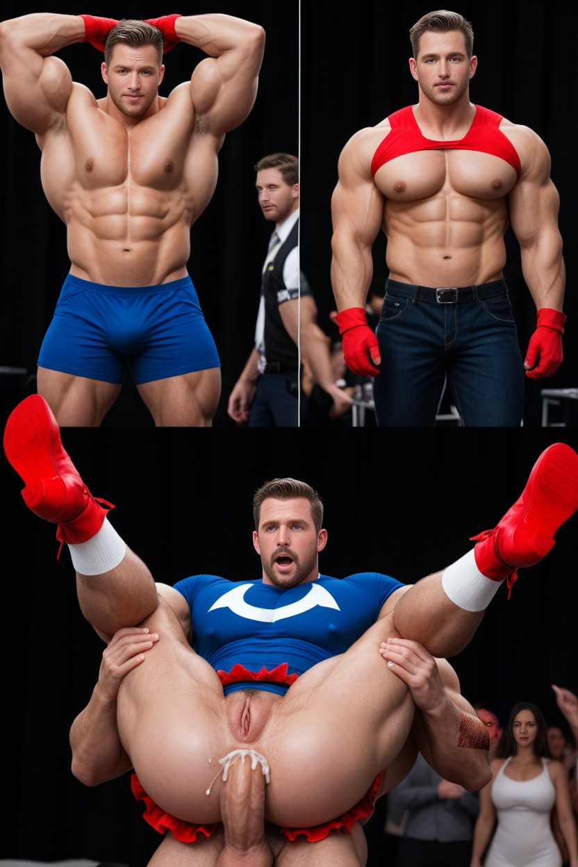 Full-face Blush, Superhero, Massive Muscles AI Gay Porn