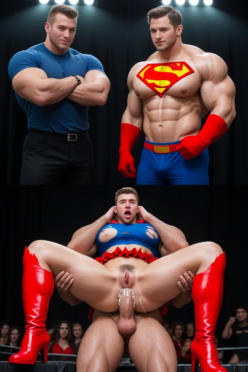 Superman Like Superhero, Only Men, Cumshot AI Gay Porn