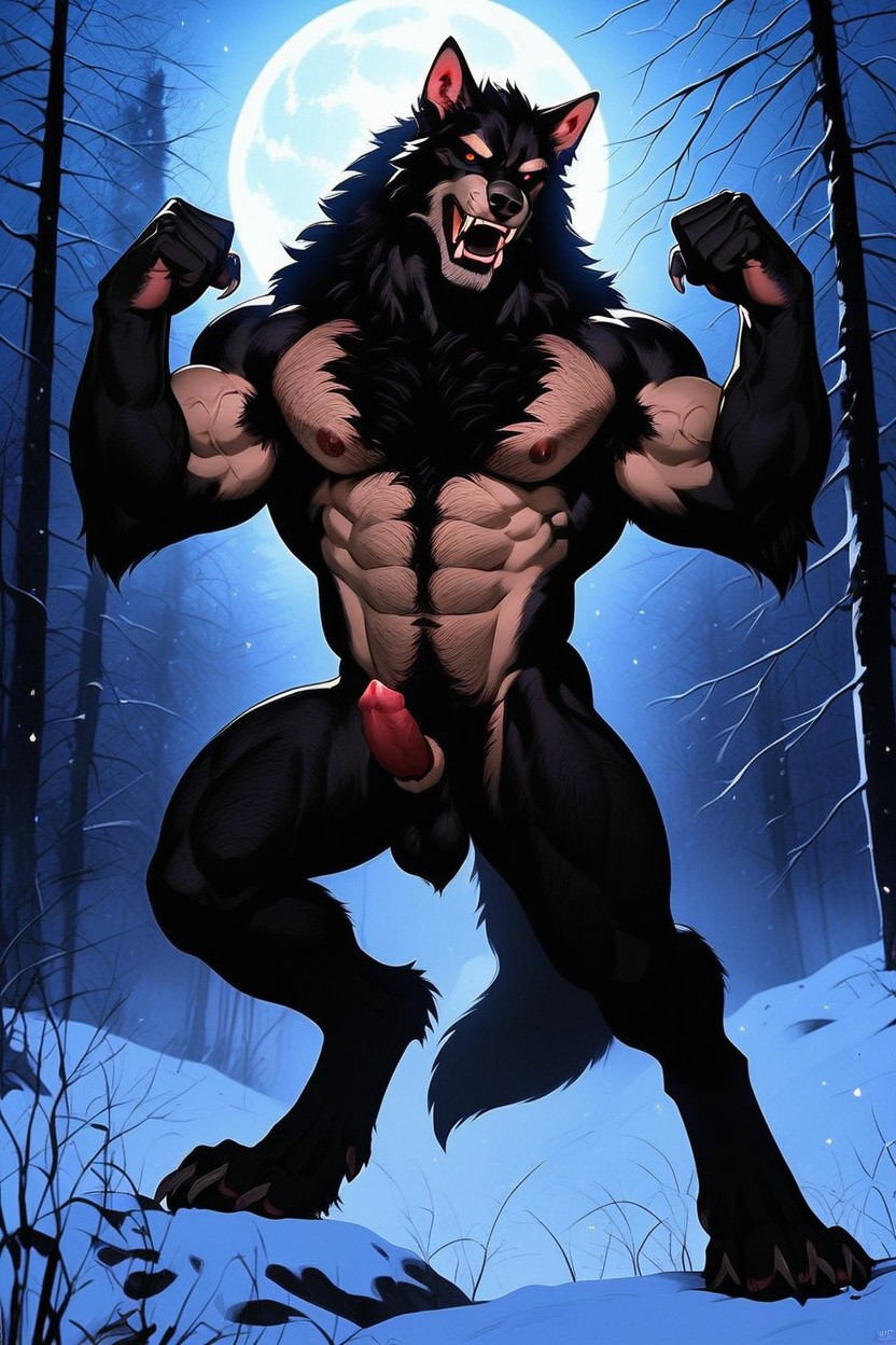 Red Dripping Veiny Knotted Erection, Medium Sized Hairy Nutsack, Penis Is Swelling And Lengthening Into A Full Erection AI Gay Porn