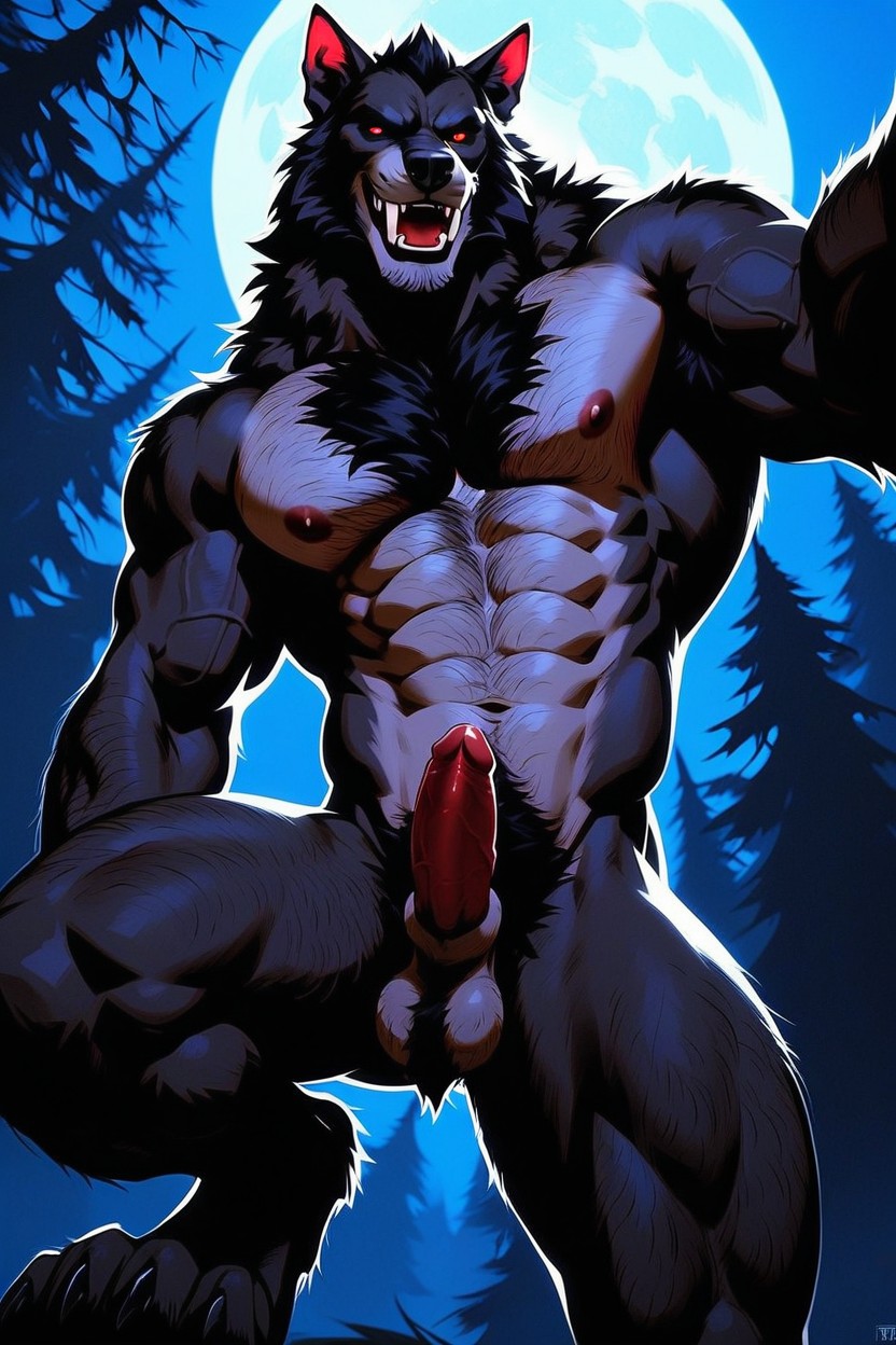 The Werewolfs Naked Body On Display, Broad Shoulders, Selfie AI Gay Porn
