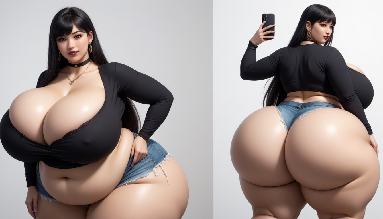 Thick Thighs, Extremely Large Ass, The Most Mega Ultra Hyper Enlarging Ultra Fat Breasts Expansion BBW AI Porn