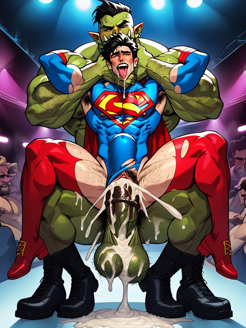 Riped Cloth, Male Superhero, Bottom In Headlock AI Gay Porn